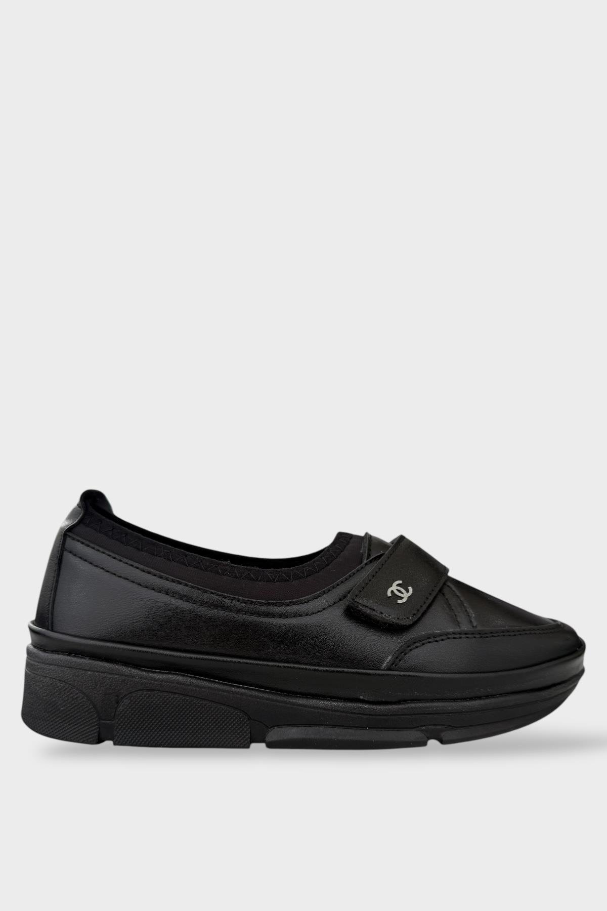 Kadın Ortopedik Taban Comfort Bantlı Günlük Ayakkabı SİYAH - SİYAH - Görsel 2