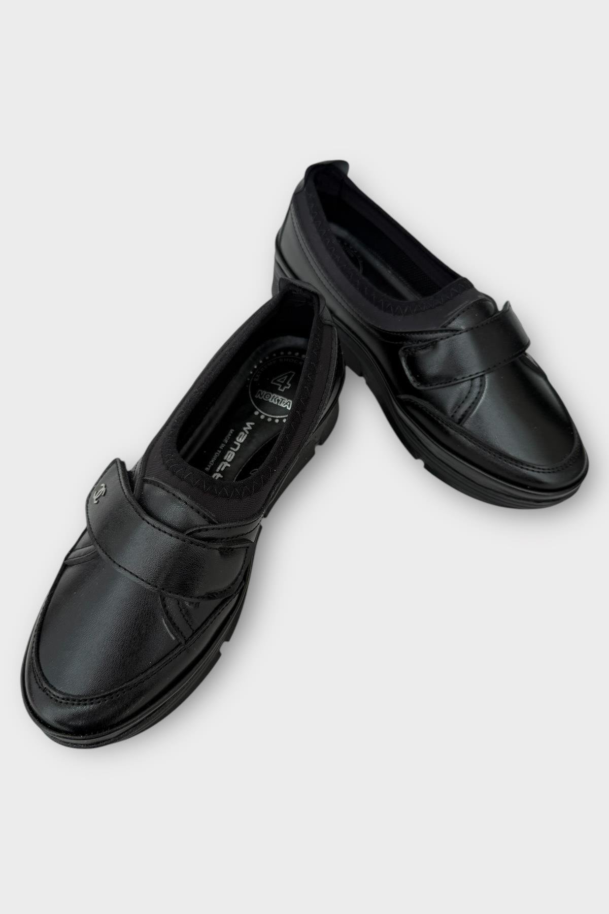 Kadın Ortopedik Taban Comfort Bantlı Günlük Ayakkabı SİYAH - SİYAH - Görsel 4