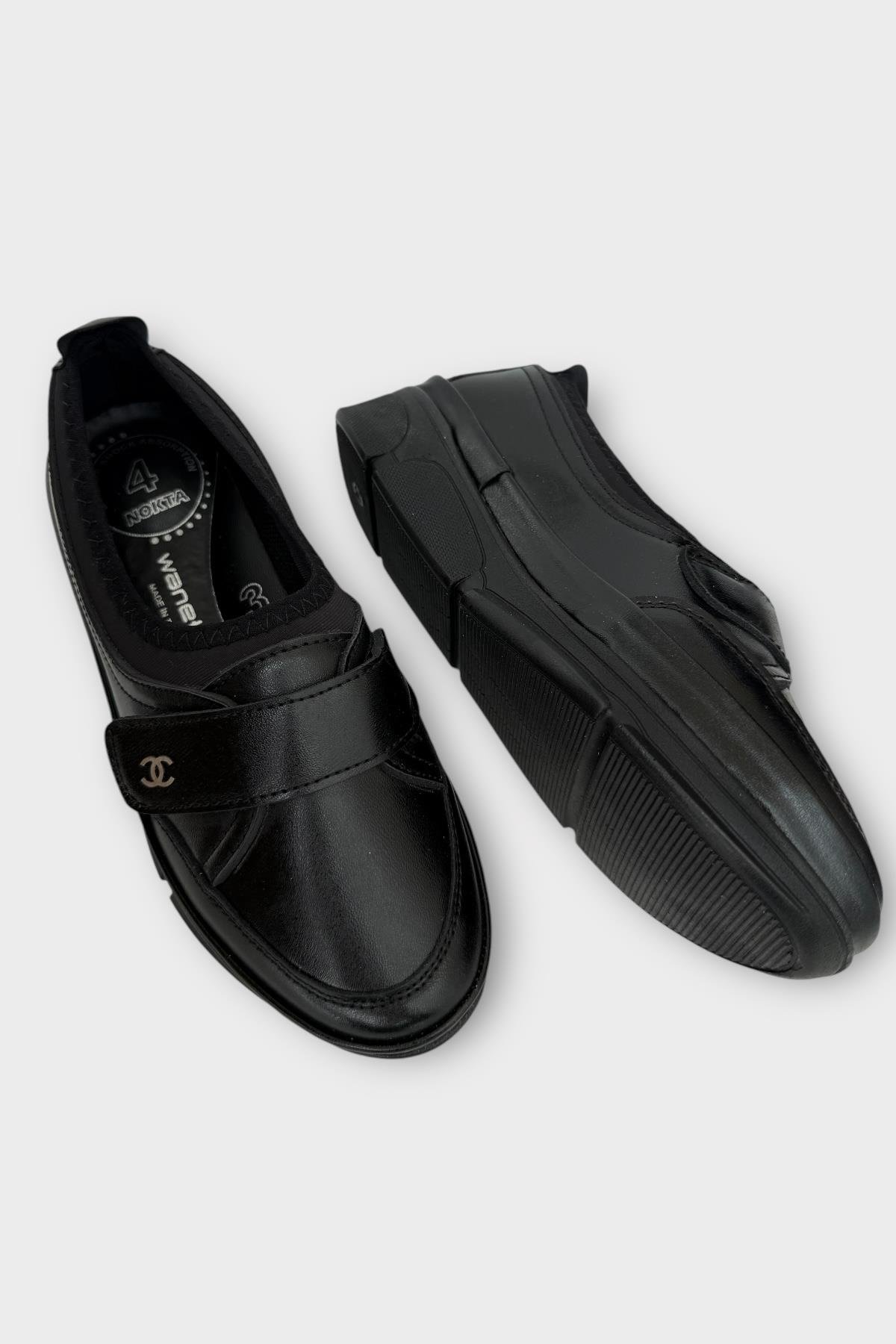 Kadın Ortopedik Taban Comfort Bantlı Günlük Ayakkabı SİYAH - SİYAH - Görsel 5