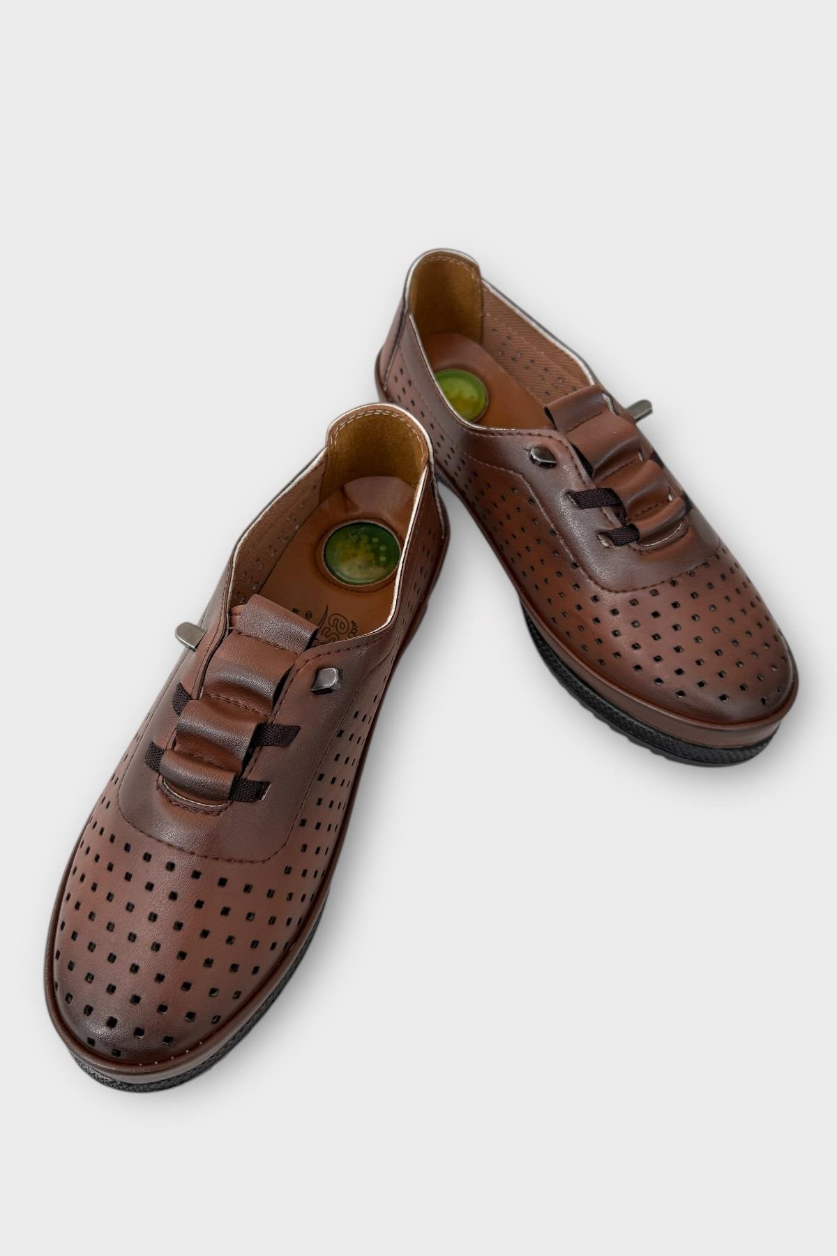 Kadın Günlük Hafif Mevsimlik Rahat Akıllı Bağcık Ortopedik Casual Ayakkabı KAHVERENGİ - Görsel 4