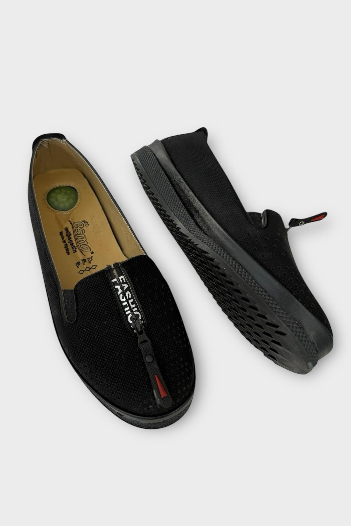 Kadın Ortopedik Fermuar Detay Comfort Mevsimlik Ayakkabı SİYAH - Görsel 5