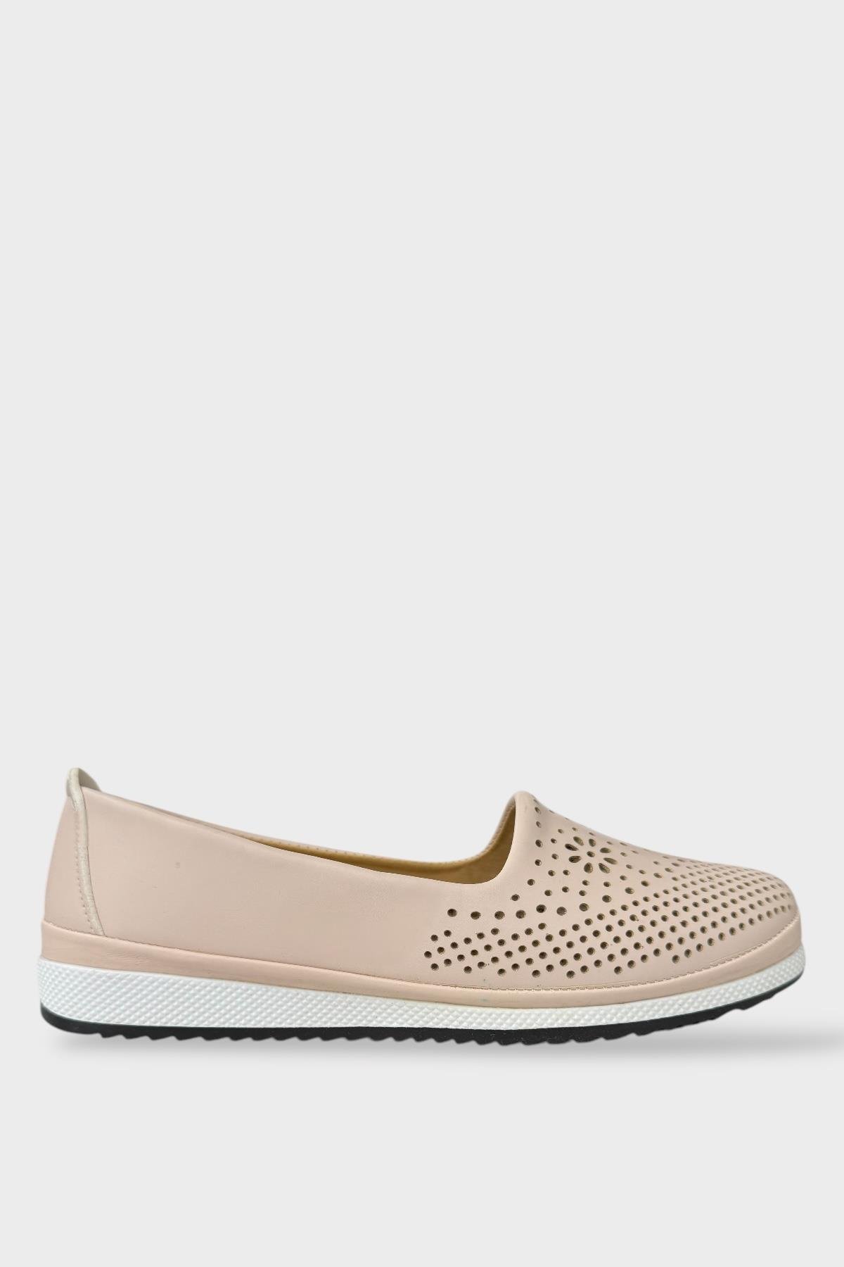 Kadın Ortopedik Delikli Comfort Günlük Ayakkabı BEJ - Görsel 2