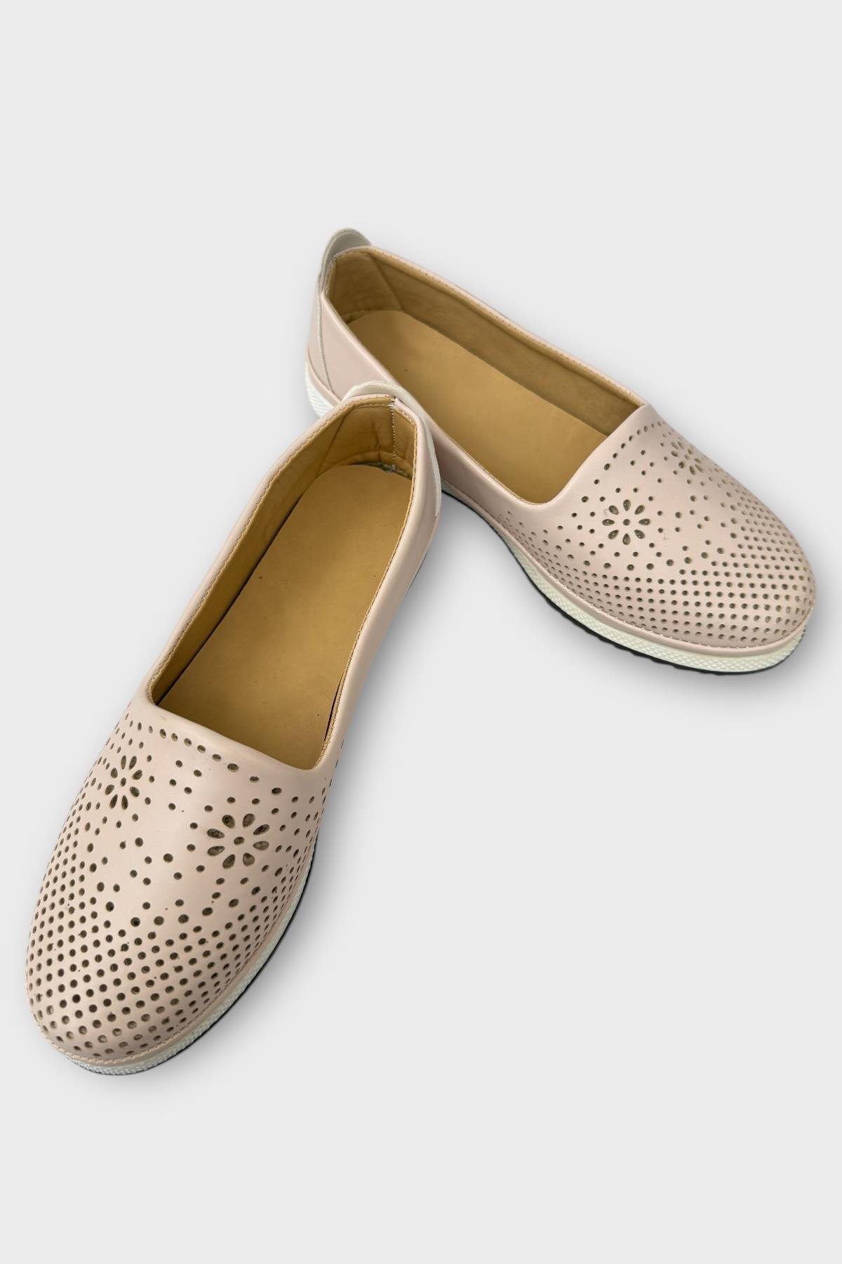 Kadın Ortopedik Delikli Comfort Günlük Ayakkabı BEJ - Görsel 4