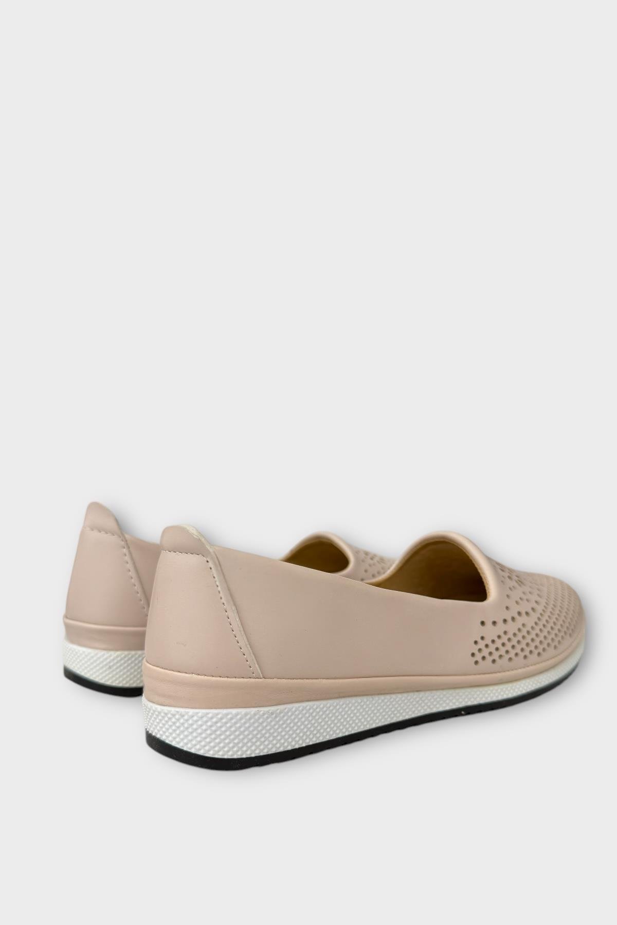 Kadın Ortopedik Delikli Comfort Günlük Ayakkabı BEJ - Görsel 6