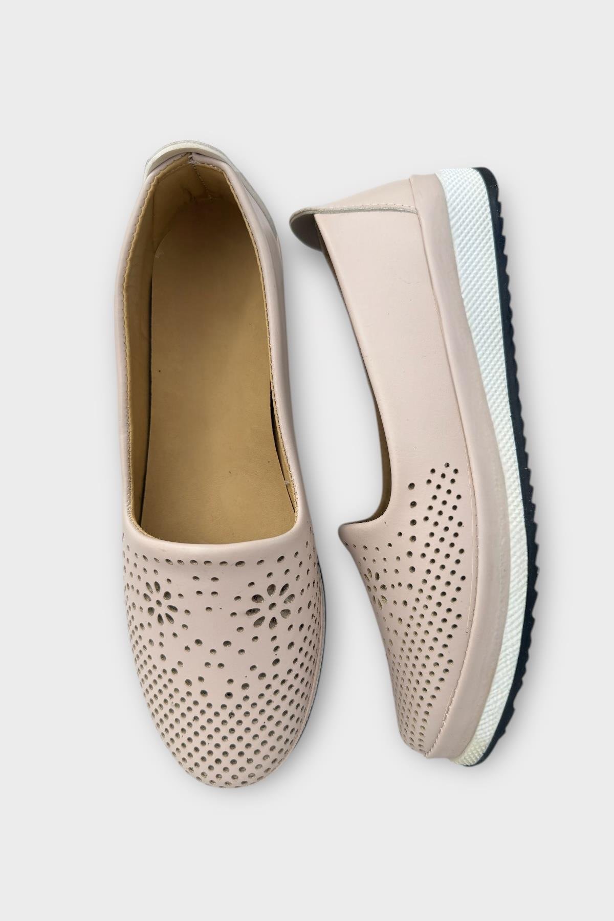 Kadın Ortopedik Delikli Comfort Günlük Ayakkabı BEJ - Görsel 7