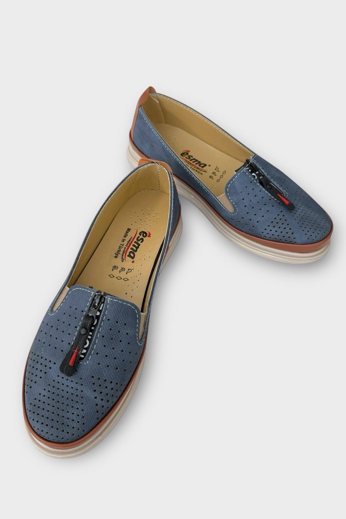 Kadın Ortopedik Fermuar Detay Comfort Mevsimlik Ayakkabı LACİVERT - Görsel 4