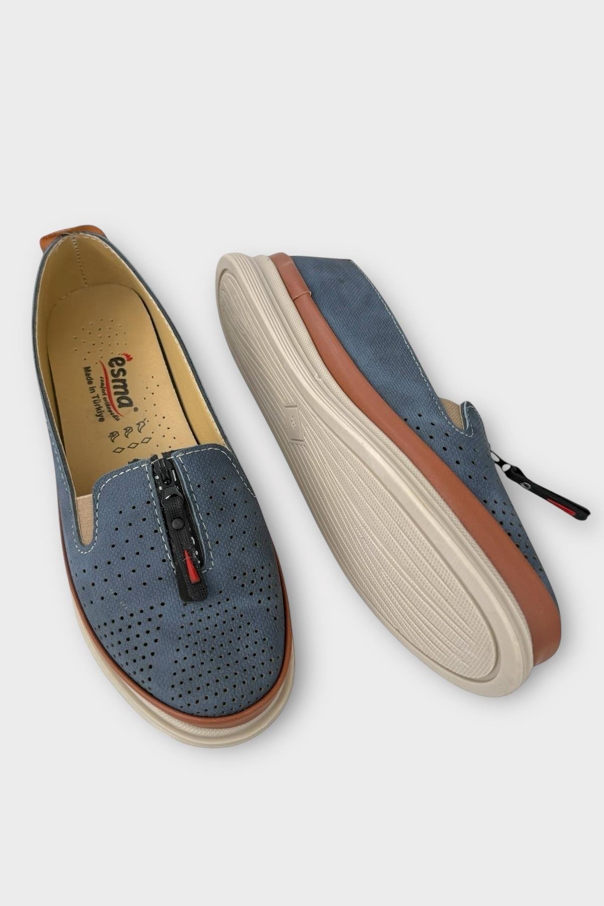 Kadın Ortopedik Fermuar Detay Comfort Mevsimlik Ayakkabı LACİVERT - Görsel 5