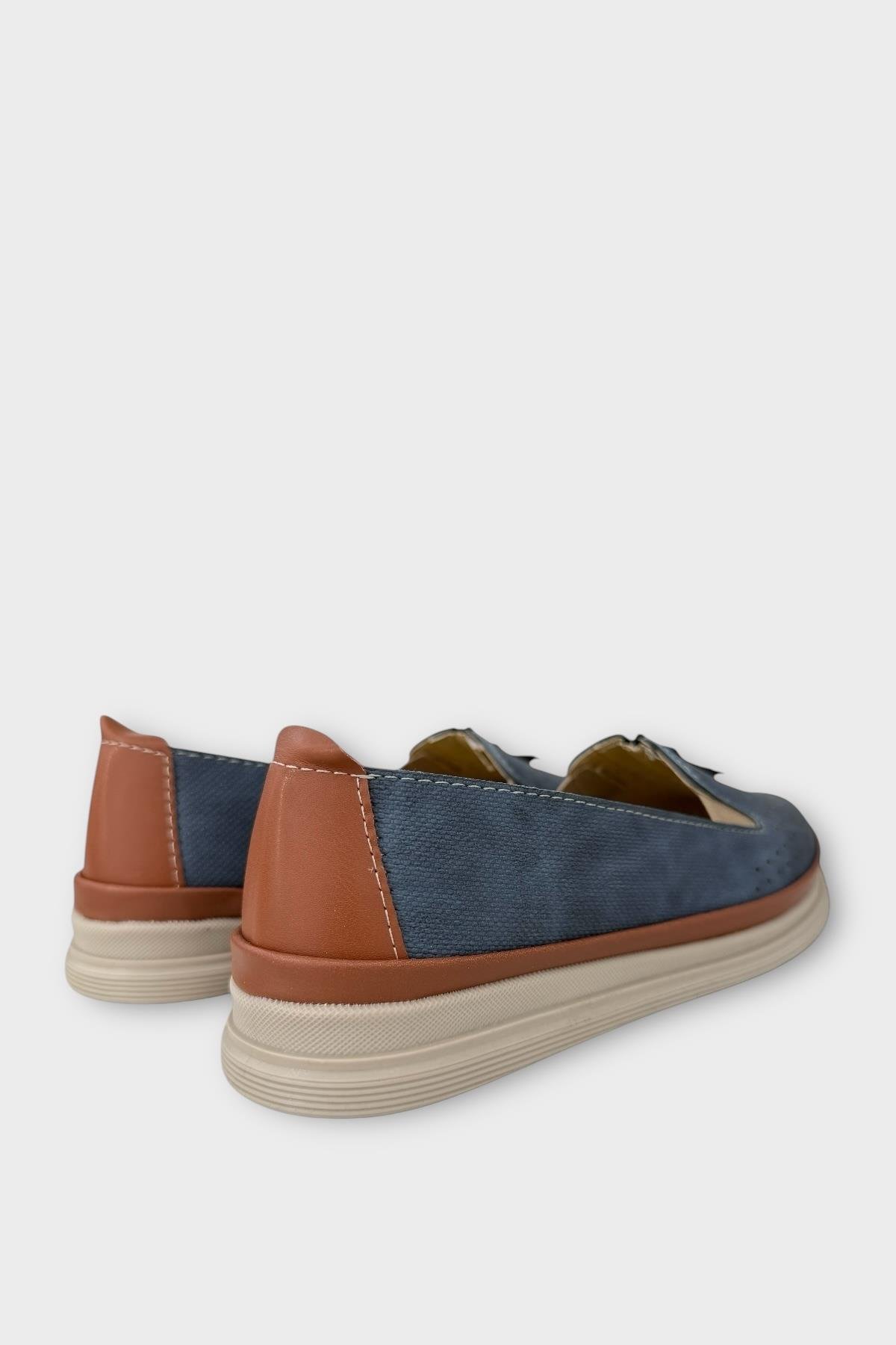 Kadın Ortopedik Fermuar Detay Comfort Mevsimlik Ayakkabı LACİVERT - Görsel 6