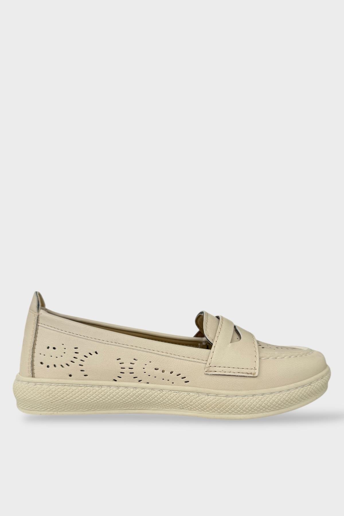 Kadın Ortopedik Yumuşak Comfort Casual Ayakkabı BEJ - Görsel 2