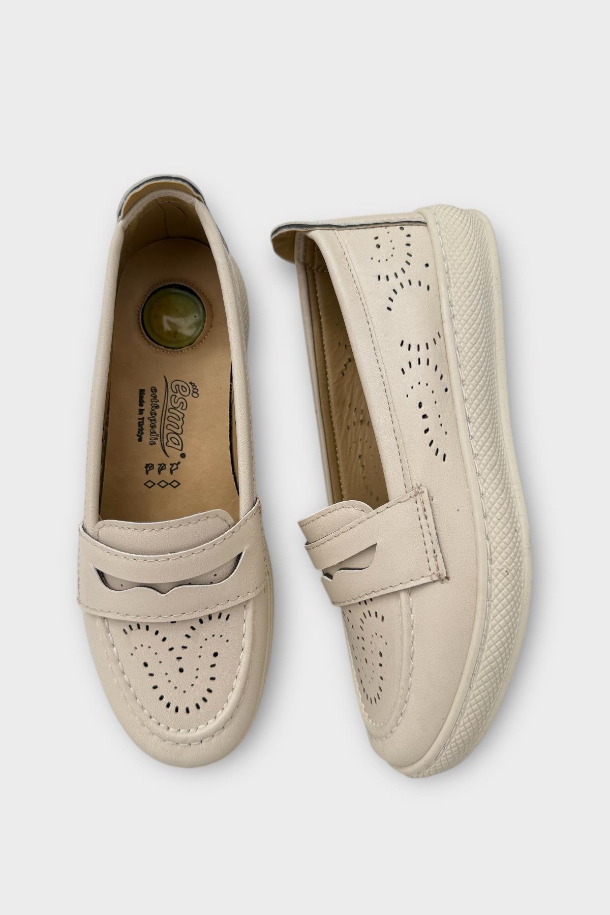 Kadın Ortopedik Yumuşak Comfort Casual Ayakkabı BEJ - Görsel 6