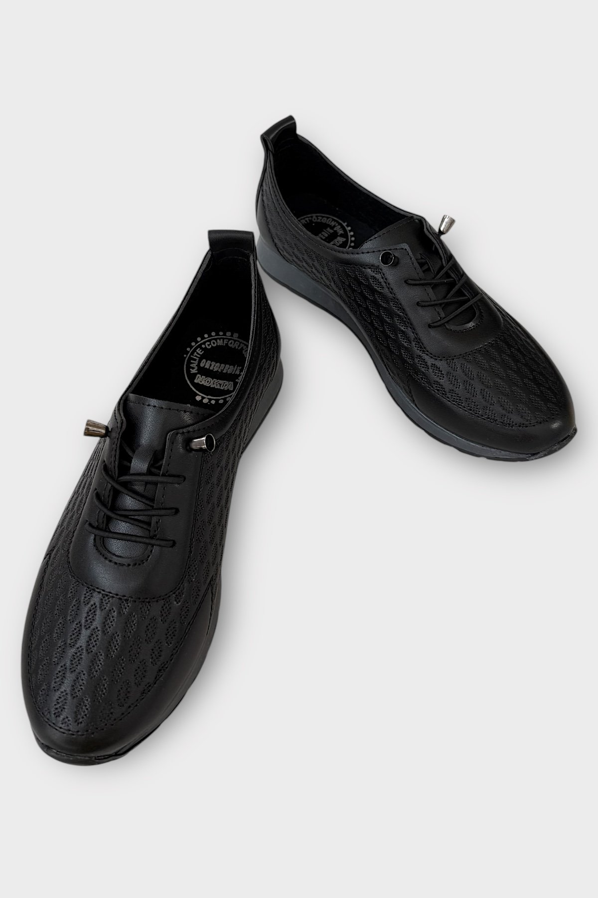 Kadın Günlük Hafif Mevsimlik Rahat Akıllı Bağcık Ortopedik Casual Ayakkabı SİYAH - Görsel 4