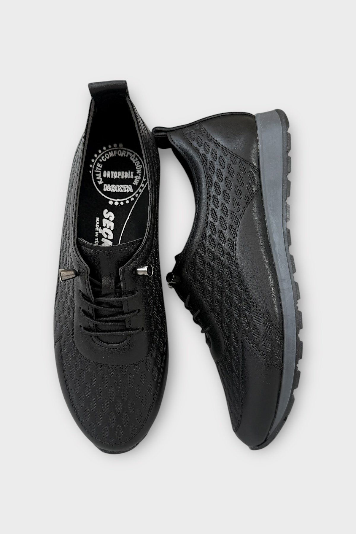 Kadın Günlük Hafif Mevsimlik Rahat Akıllı Bağcık Ortopedik Casual Ayakkabı SİYAH - Görsel 7