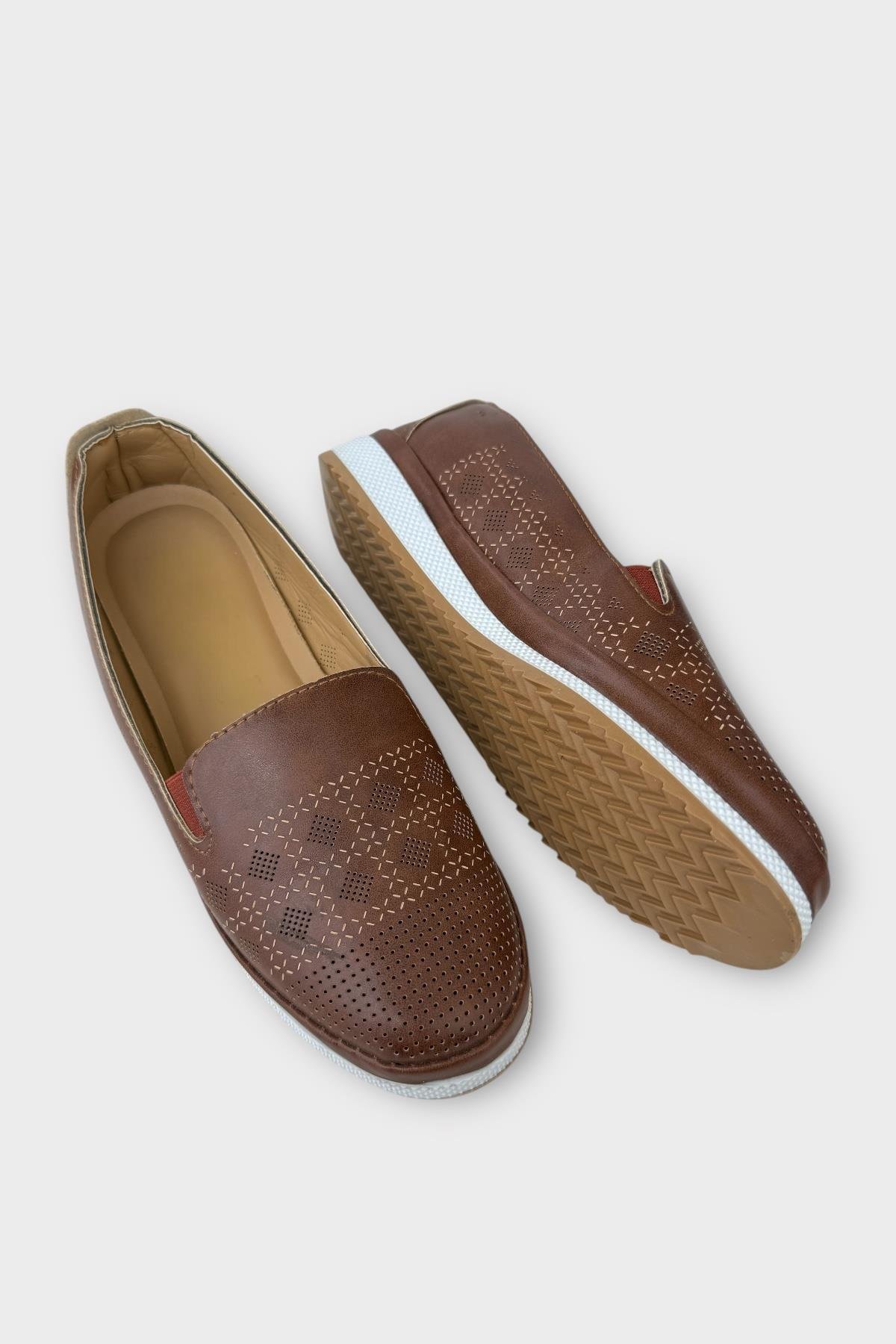 Kadın Ortopedik Yumuşak Comfort Casual Ayakkabı TABA - Görsel 5