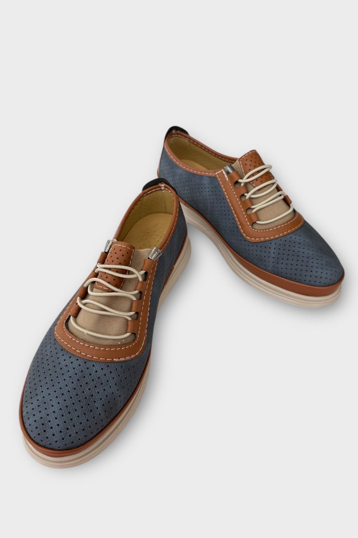 Kadın Ortopedik Yumuşak Casual Ayakkabı LACİVERT - Görsel 4