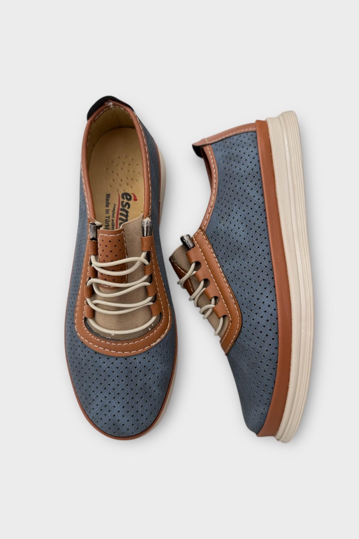 Kadın Ortopedik Yumuşak Casual Ayakkabı LACİVERT - Görsel 8