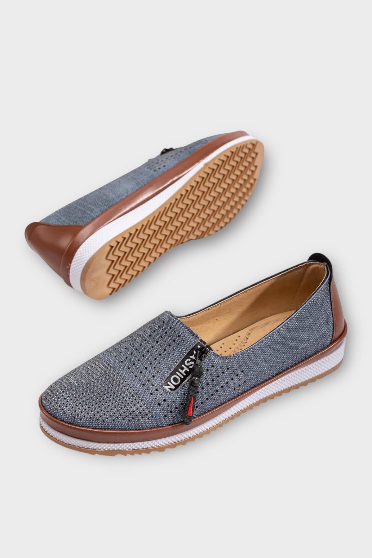 Kadın Ortopedik Yumuşak Comfort Günlük Ayakkabı LACİVERT - Görsel 4