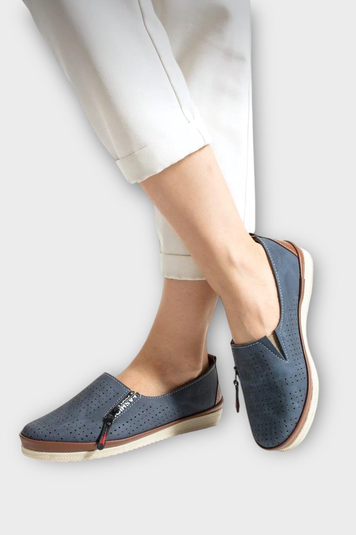 Kadın Ortopedik Yumuşak Comfort Günlük Ayakkabı LACİVERT - Görsel 6