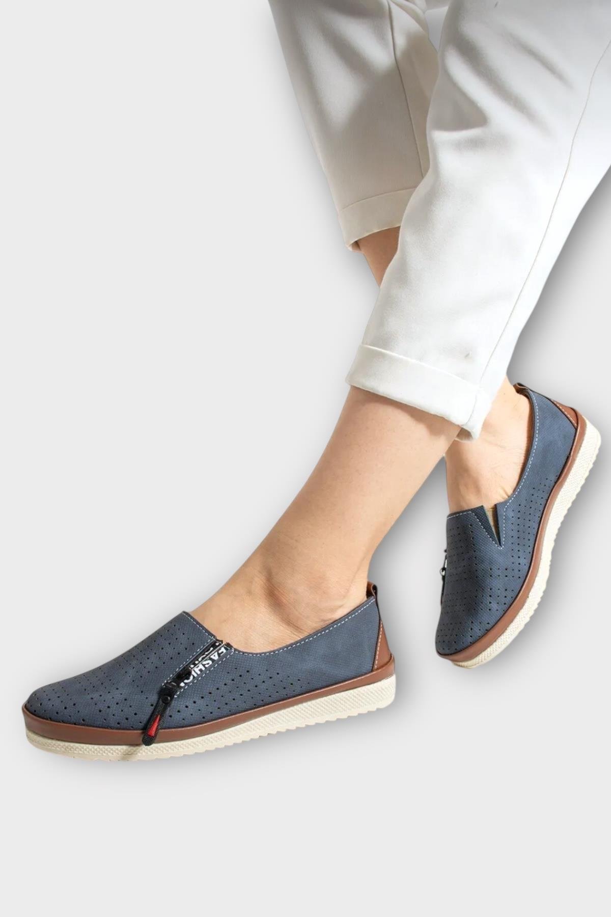 Kadın Ortopedik Yumuşak Comfort Günlük Ayakkabı LACİVERT - Görsel 7