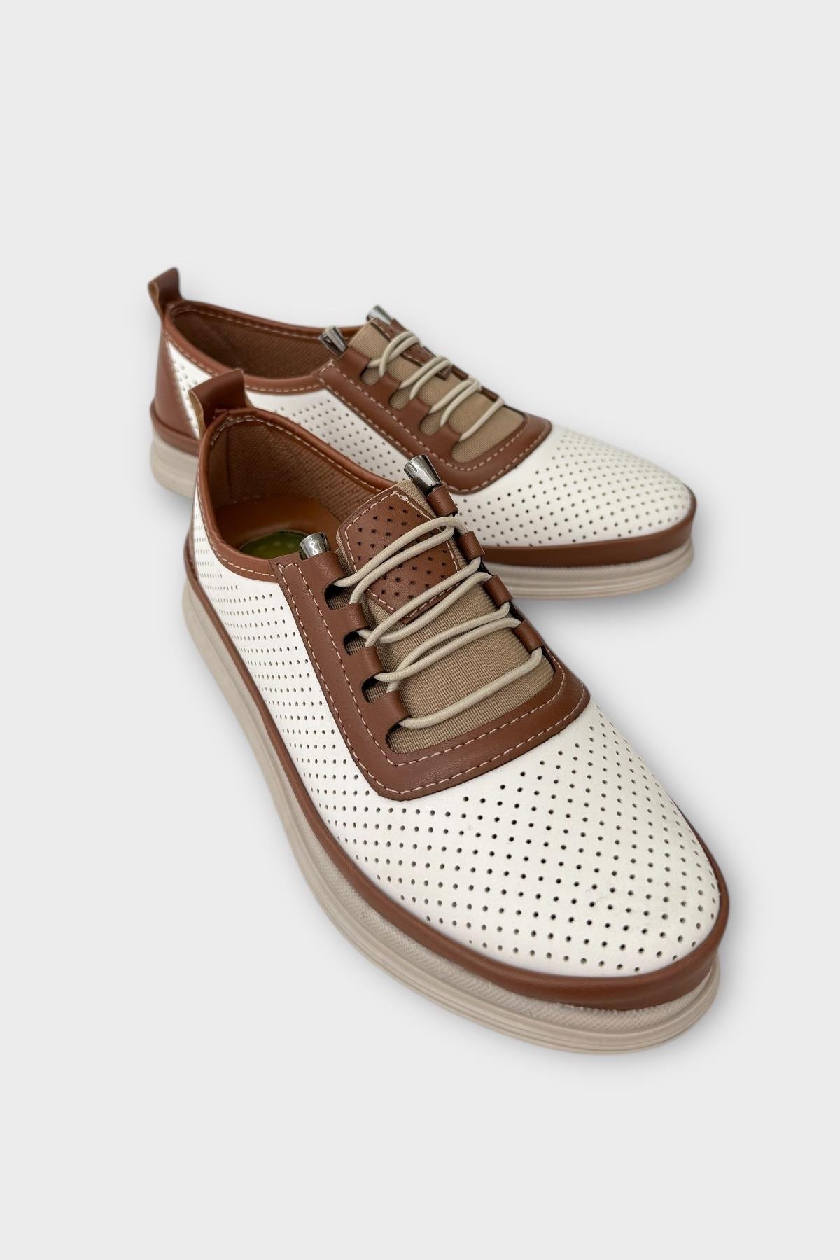 Kadın Ortopedik Yumuşak Casual Ayakkabı BEJ - Görsel 3