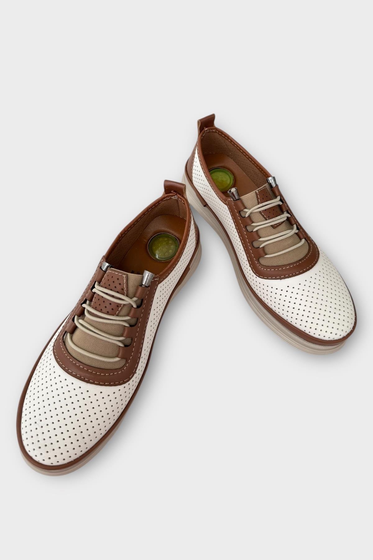 Kadın Ortopedik Yumuşak Casual Ayakkabı BEJ - Görsel 4