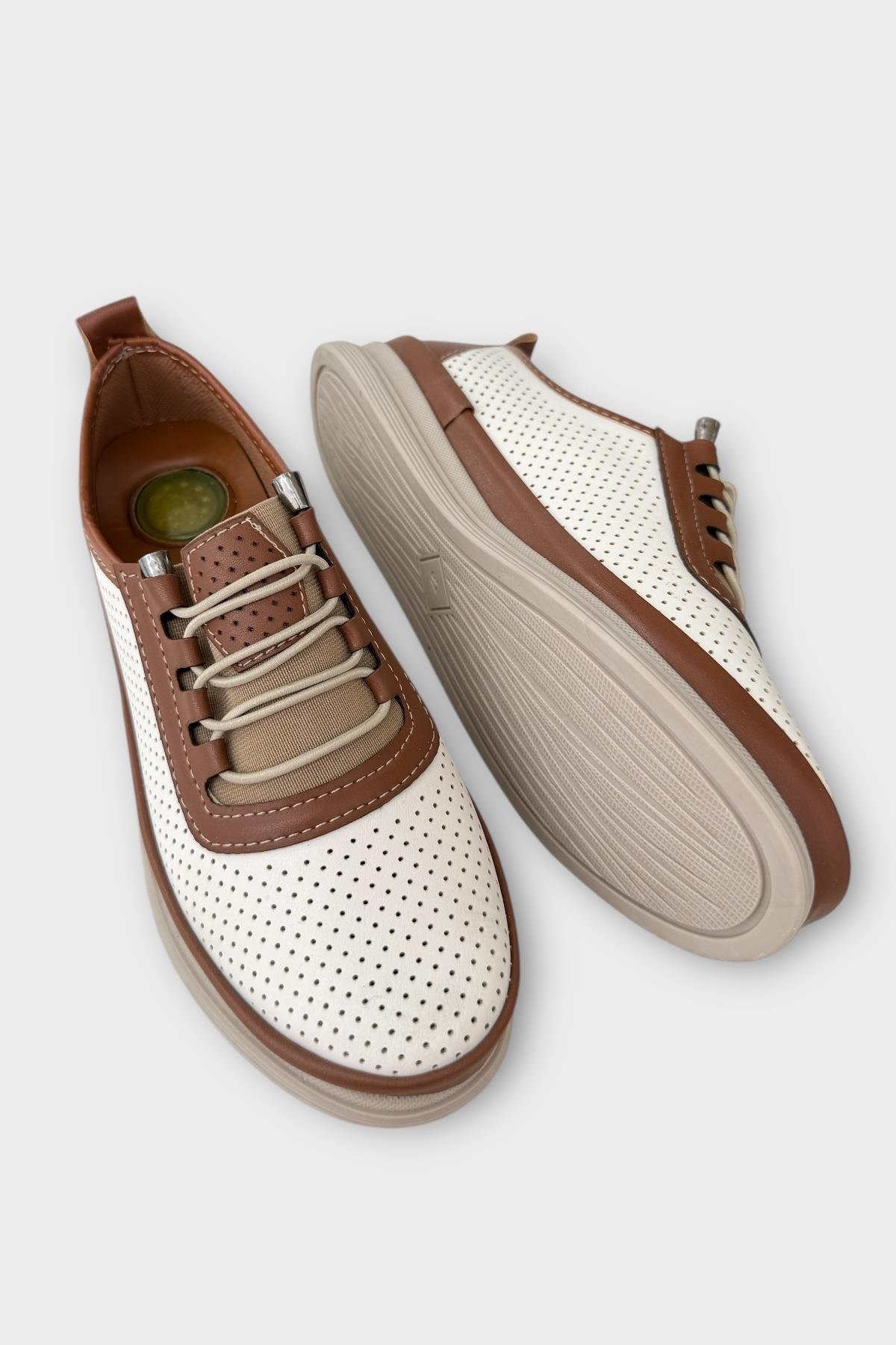 Kadın Ortopedik Yumuşak Casual Ayakkabı BEJ - Görsel 5