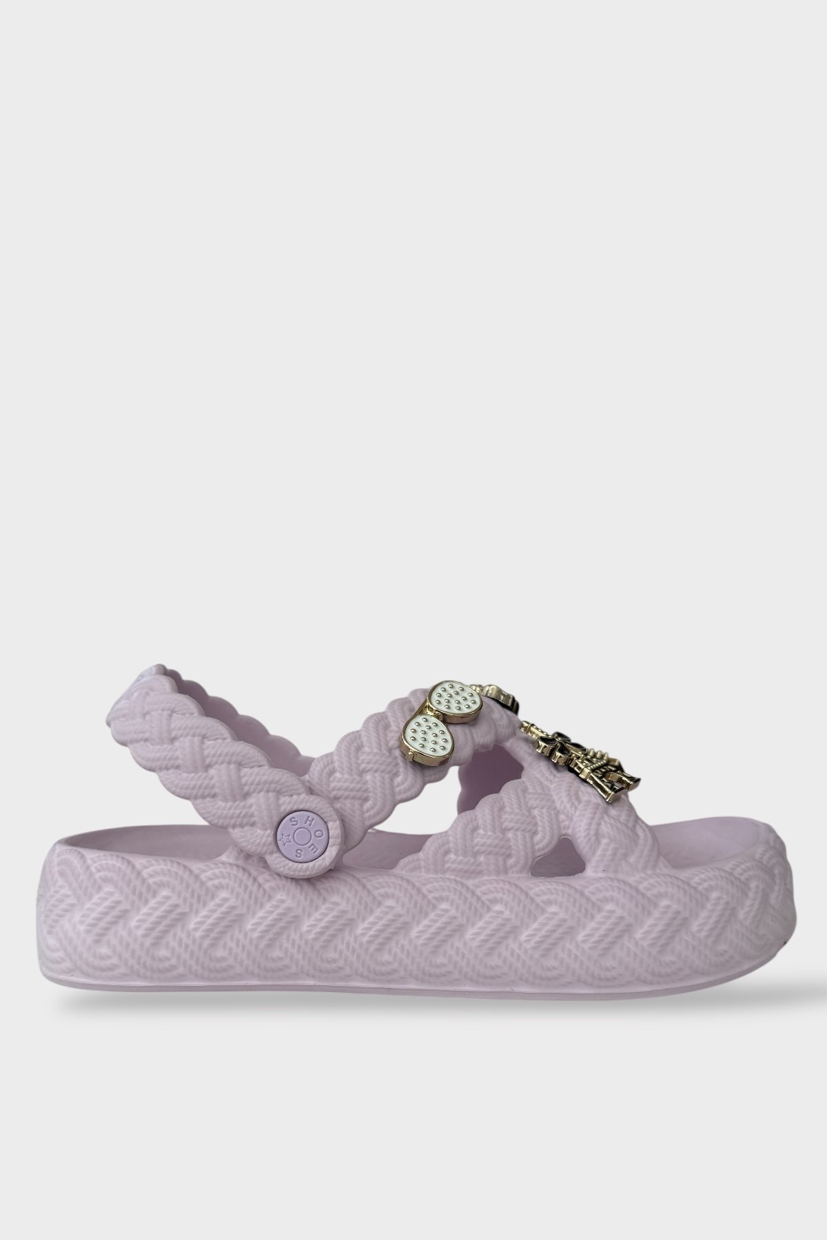 Kadın Hafif Kaymaz Taban Taşlı Havuz Plaj Deniz Terliği Sandalet Lila - Görsel 2