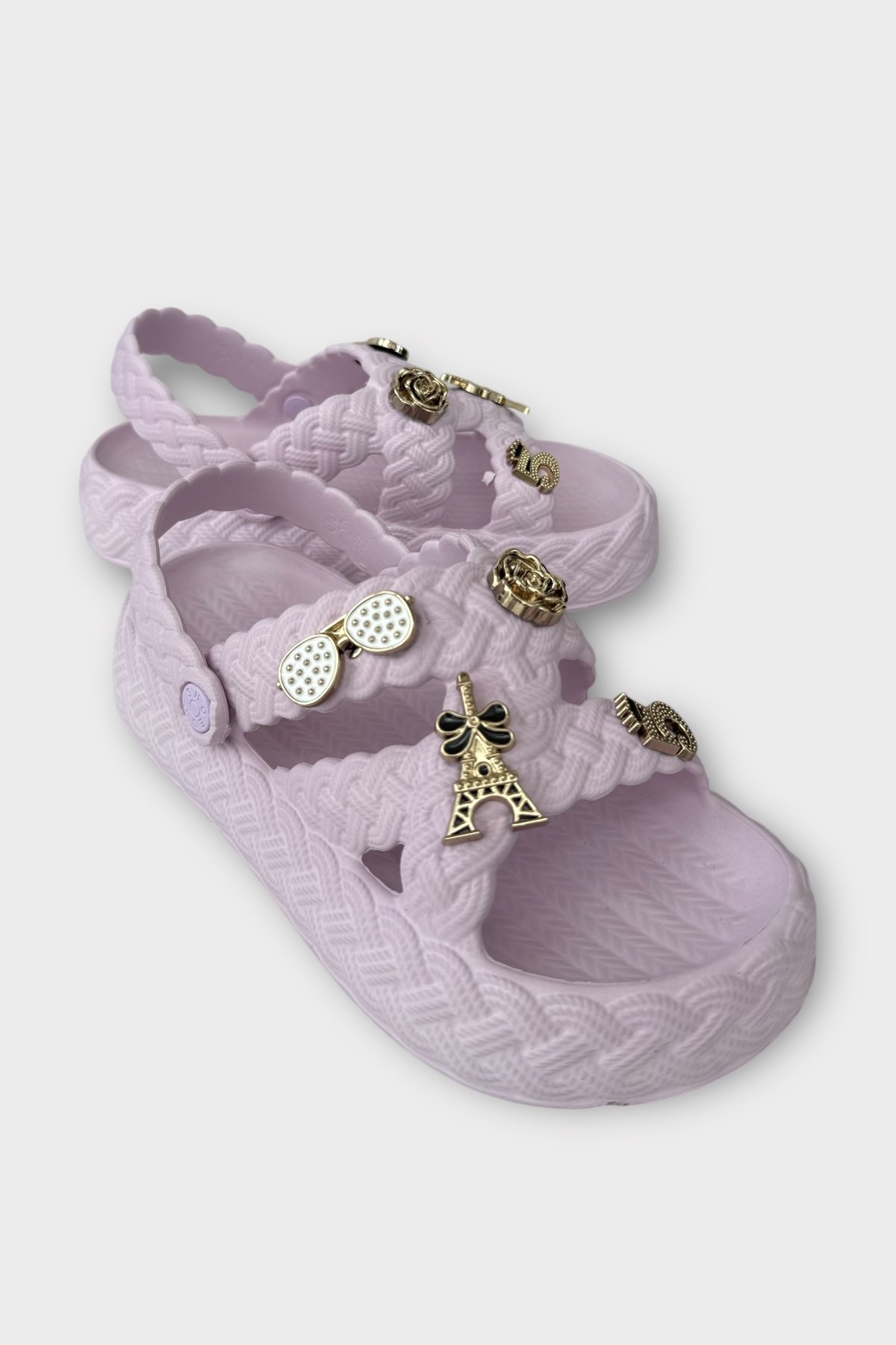 Kadın Hafif Kaymaz Taban Taşlı Havuz Plaj Deniz Terliği Sandalet Lila - Görsel 3