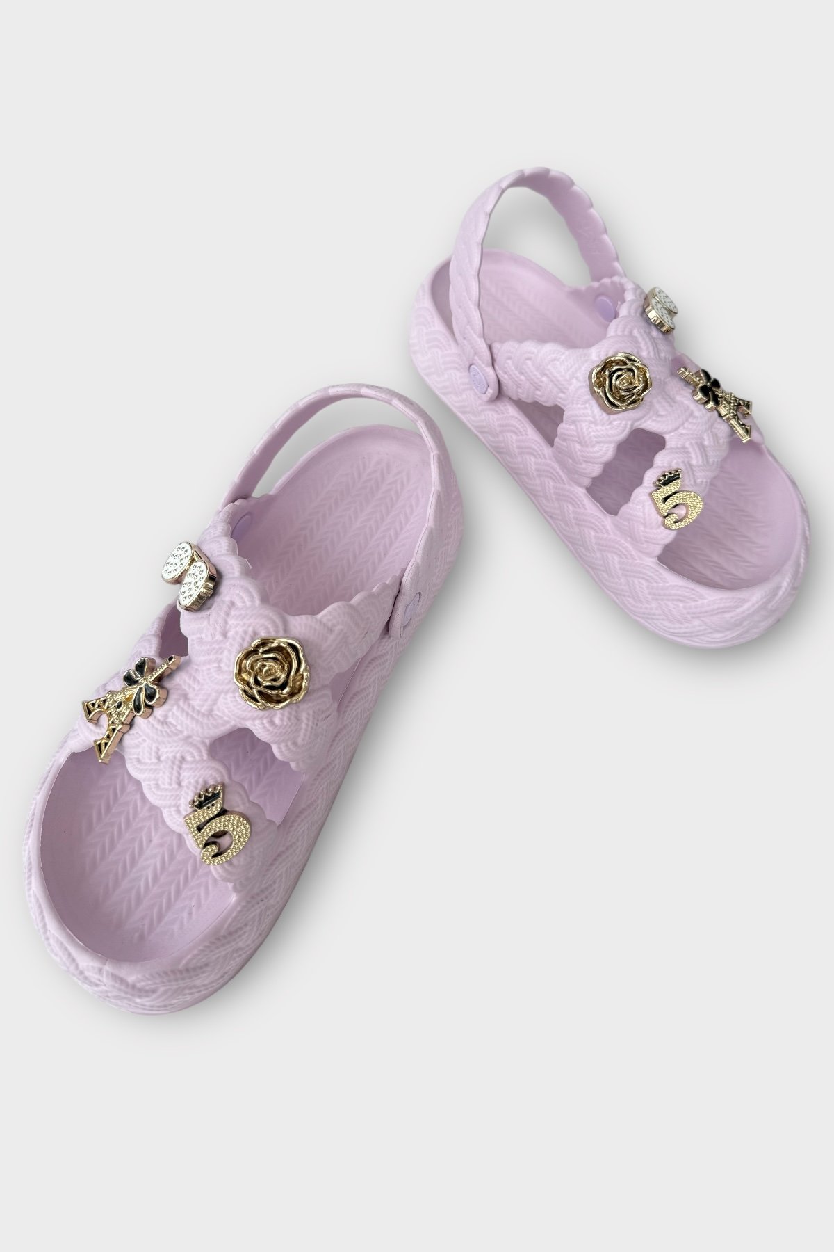 Kadın Hafif Kaymaz Taban Taşlı Havuz Plaj Deniz Terliği Sandalet Lila - Görsel 4