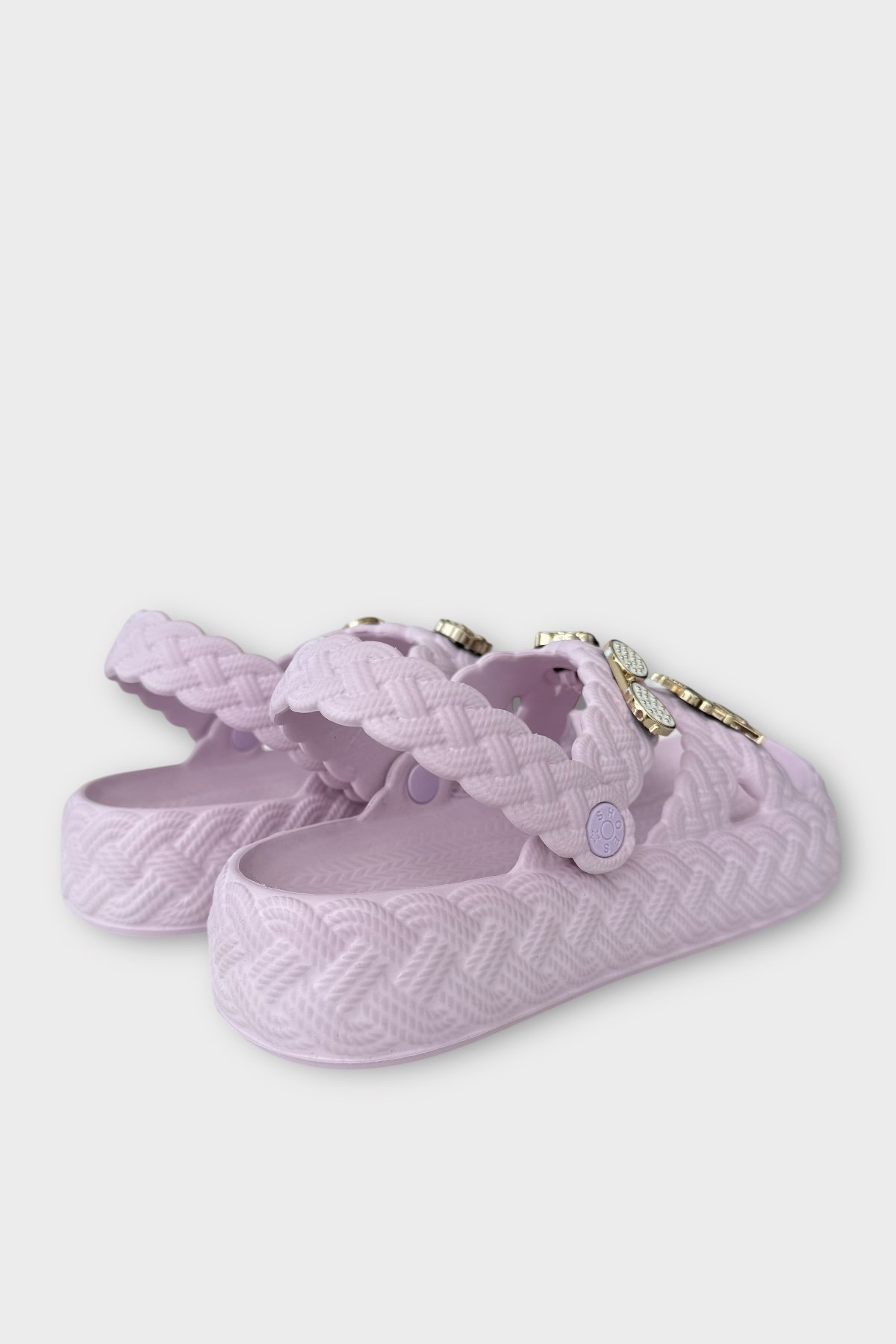 Kadın Hafif Kaymaz Taban Taşlı Havuz Plaj Deniz Terliği Sandalet Lila - Görsel 6