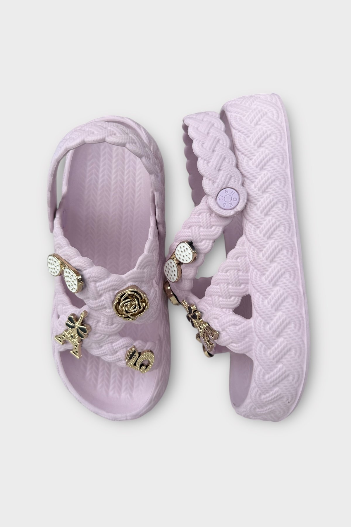 Kadın Hafif Kaymaz Taban Taşlı Havuz Plaj Deniz Terliği Sandalet Lila - Görsel 7