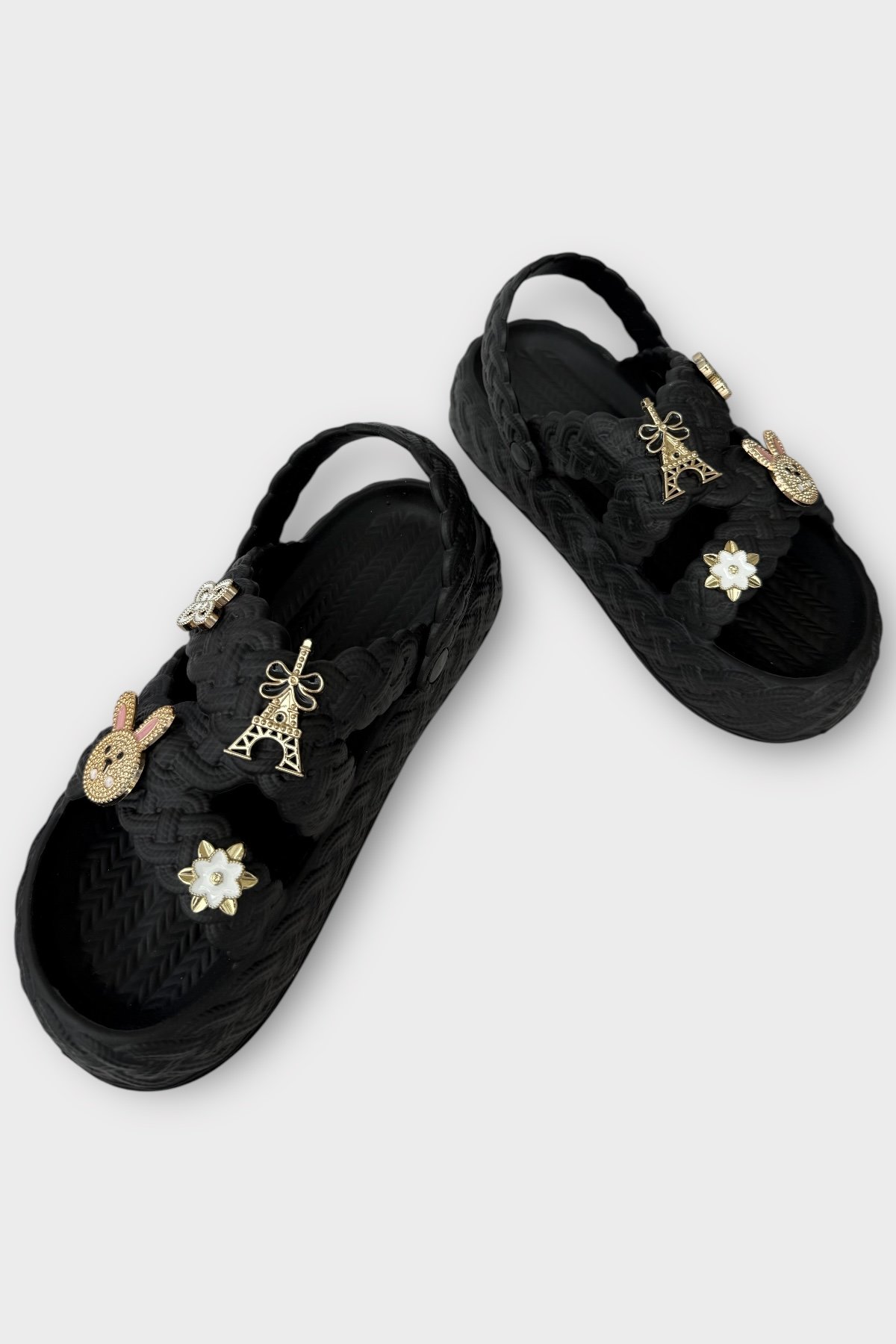 Kadın Hafif Kaymaz Taban Taşlı Havuz Plaj Deniz Terliği Sandalet SİYAH - Görsel 4