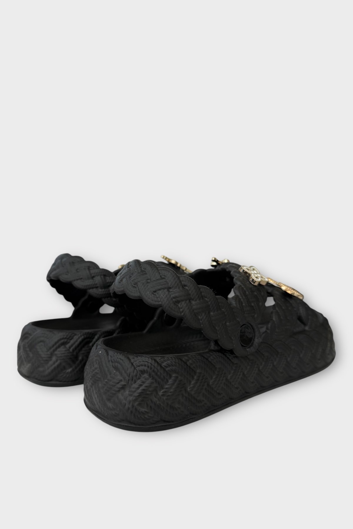 Kadın Hafif Kaymaz Taban Taşlı Havuz Plaj Deniz Terliği Sandalet SİYAH - Görsel 6