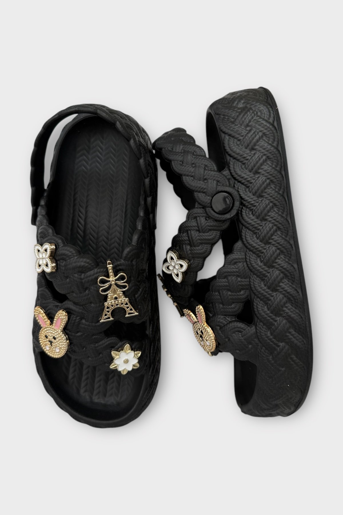 Kadın Hafif Kaymaz Taban Taşlı Havuz Plaj Deniz Terliği Sandalet SİYAH - Görsel 7