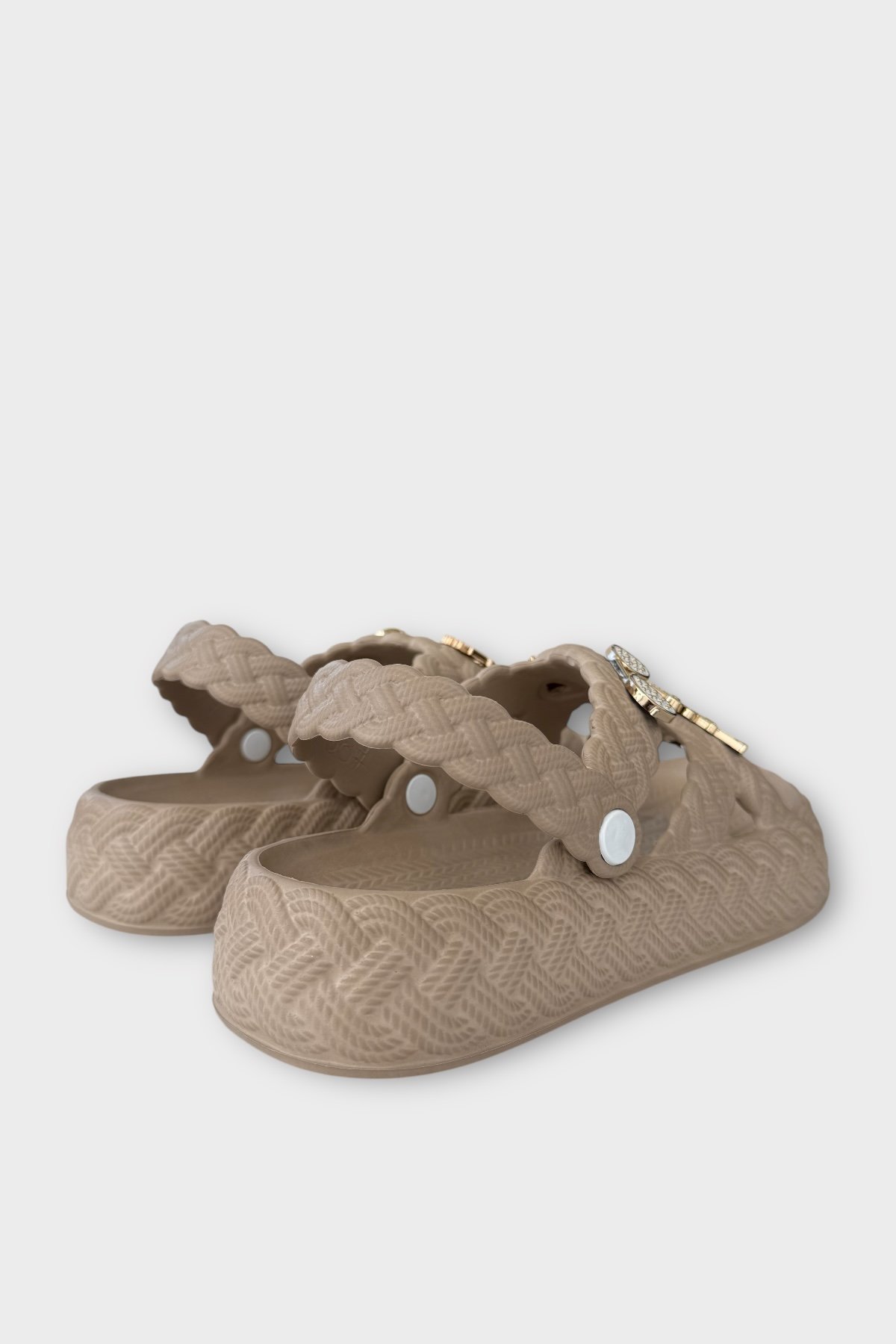 Kadın Hafif Kaymaz Taban Taşlı Havuz Plaj Deniz Terliği Sandalet VİZON - Görsel 6