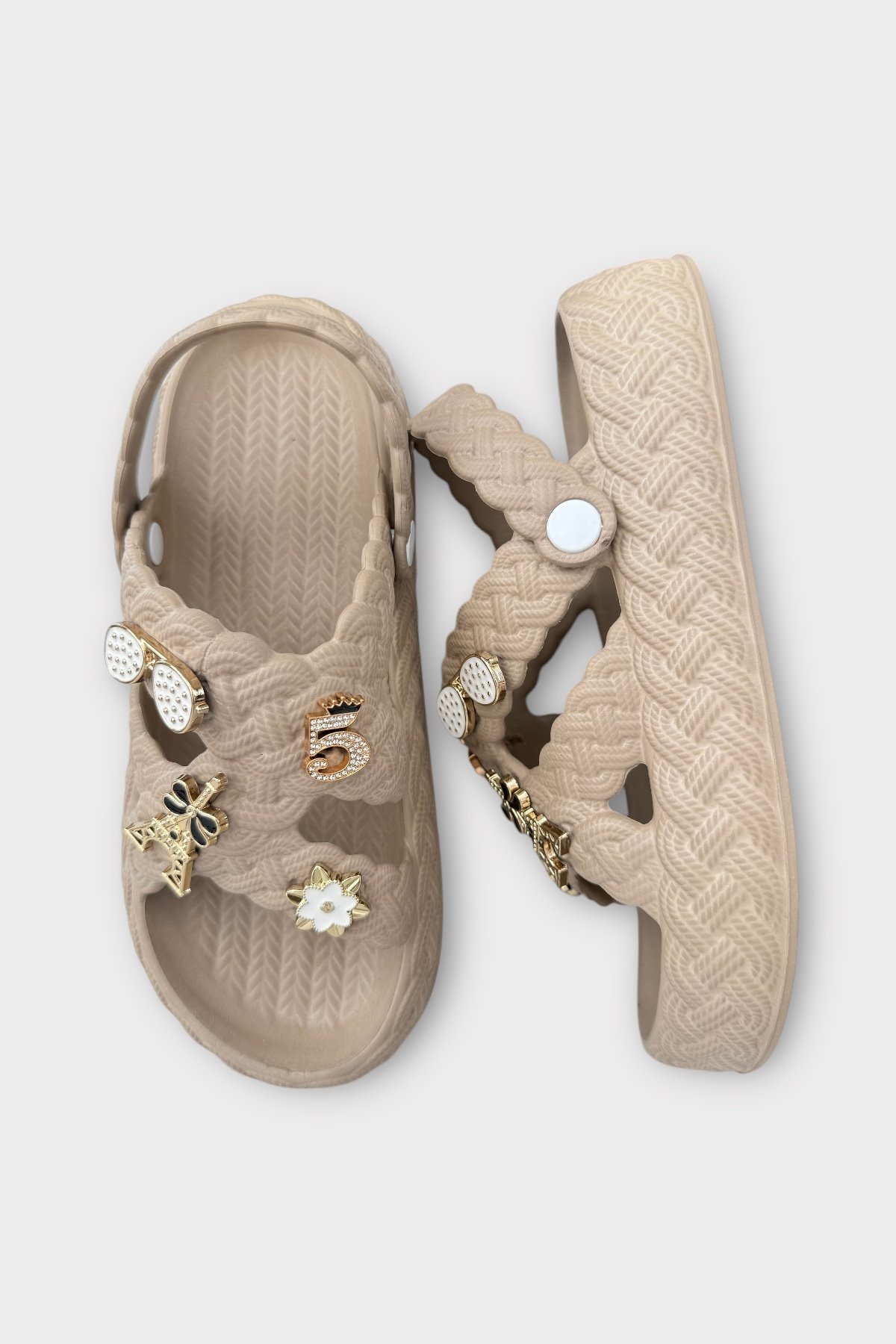 Kadın Hafif Kaymaz Taban Taşlı Havuz Plaj Deniz Terliği Sandalet VİZON - Görsel 7