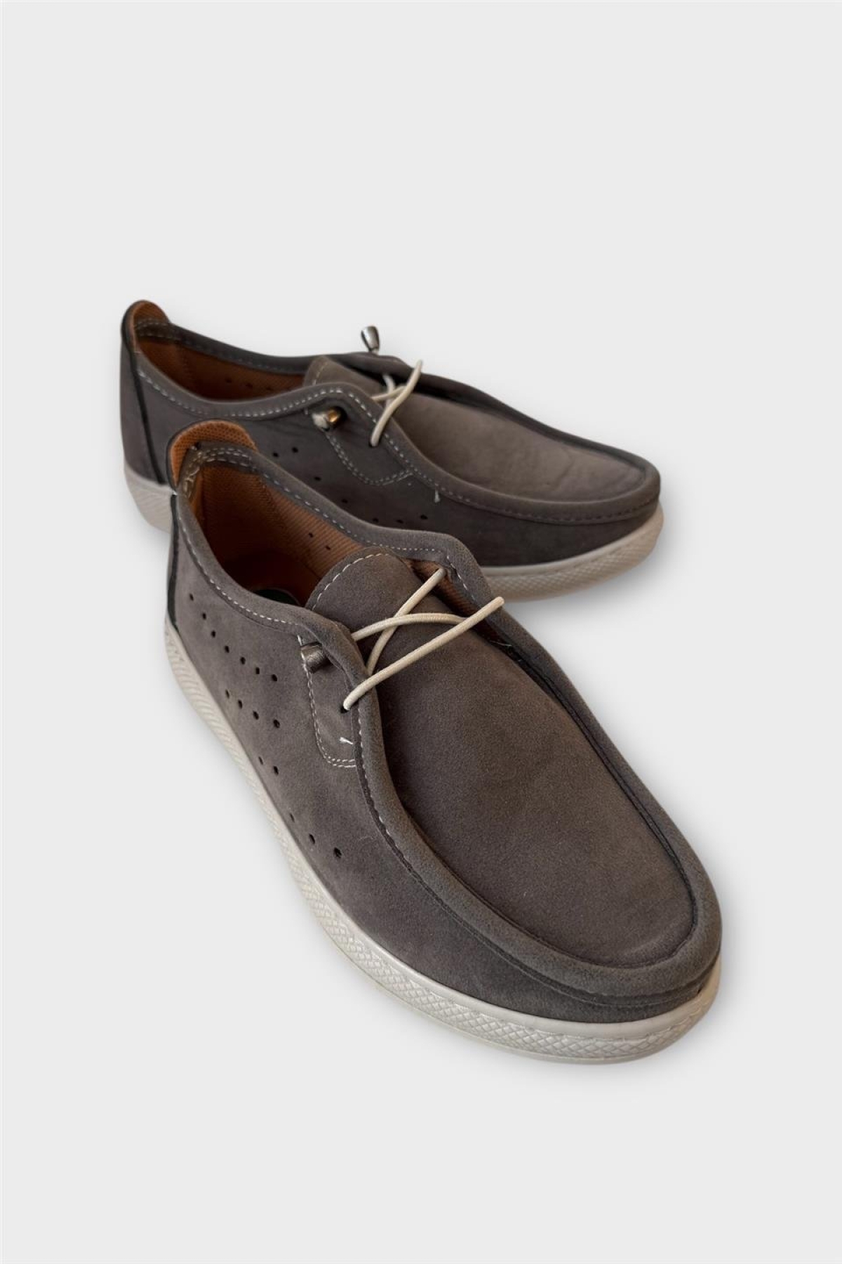 Kadın Günlük Hafif Mevsimlik Rahat Tam Ortopedik Casual Süet Ayakkabı FÜME - Görsel 3