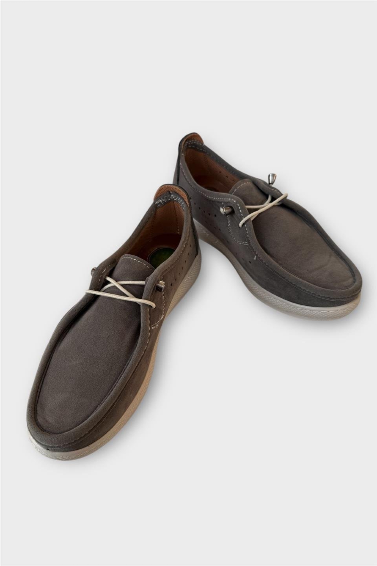 Kadın Günlük Hafif Mevsimlik Rahat Tam Ortopedik Casual Süet Ayakkabı FÜME - Görsel 4
