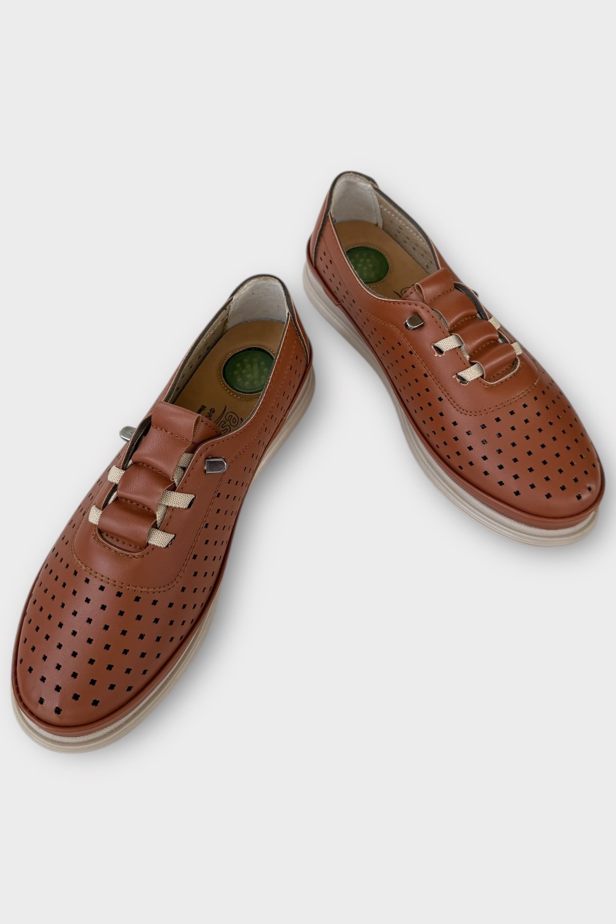 Kadın Günlük Hafif Mevsimlik Rahat Akıllı Bağcık Ortopedik Casual Ayakkabı TABA - Görsel 4