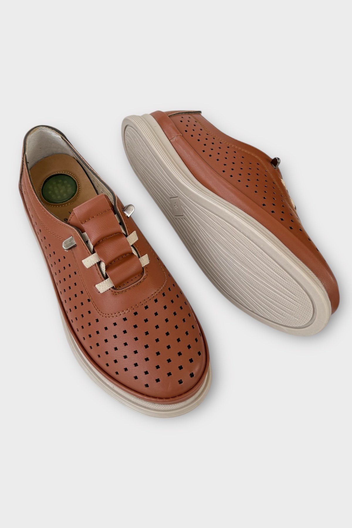 Kadın Günlük Hafif Mevsimlik Rahat Akıllı Bağcık Ortopedik Casual Ayakkabı TABA - Görsel 5