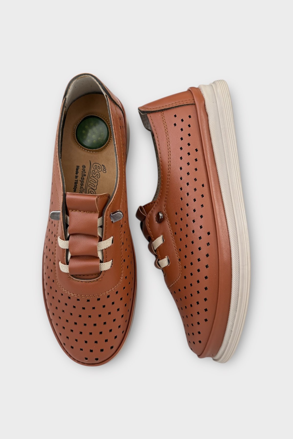 Kadın Günlük Hafif Mevsimlik Rahat Akıllı Bağcık Ortopedik Casual Ayakkabı TABA - Görsel 6