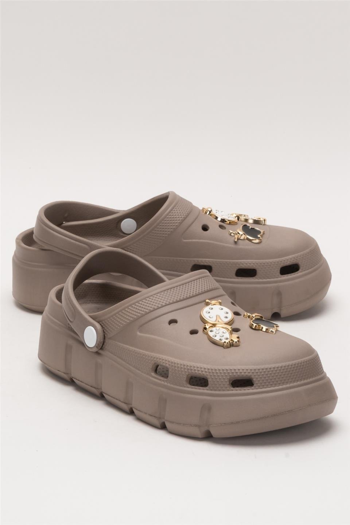 Yüksek Taban Taşlı Comfort Kadın Sandalet KAHVERENGİ - Görsel 3