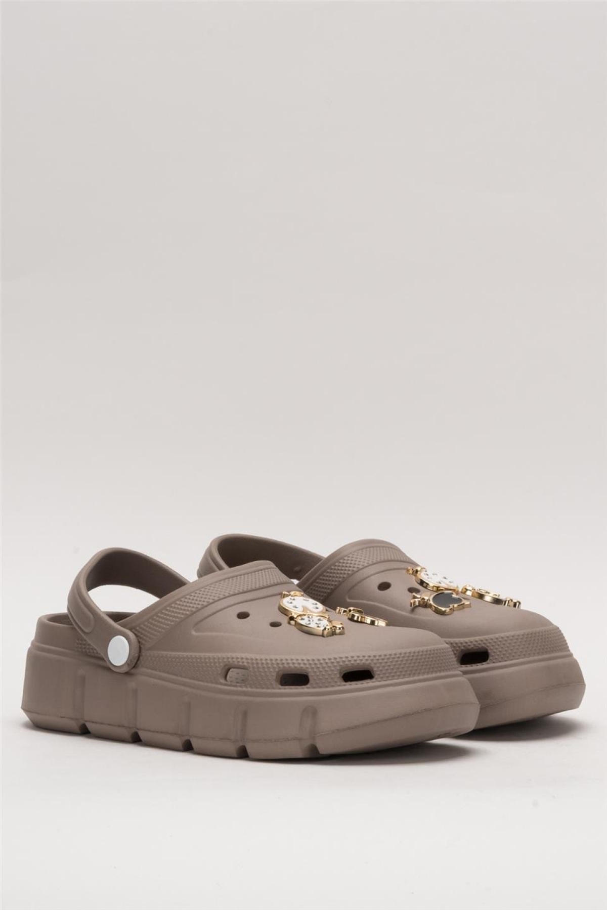 Yüksek Taban Taşlı Comfort Kadın Sandalet KAHVERENGİ - Görsel 4