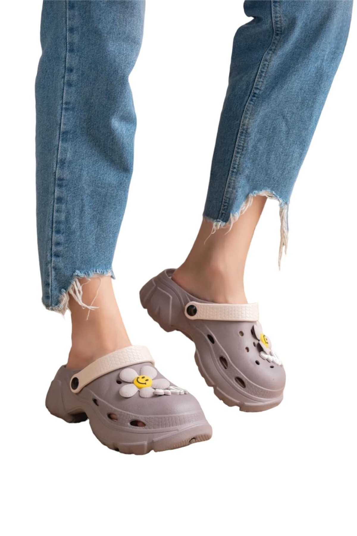 Yüksek Rahat Taban Kadın Sandalet FÜME - BEYAZ - Görsel 2