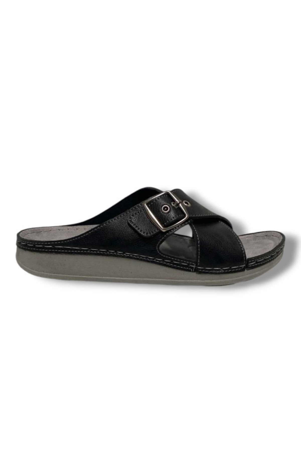 E504-25 Deri Anatomik Çapraz Bant Erkek Terlik - Görsel 2