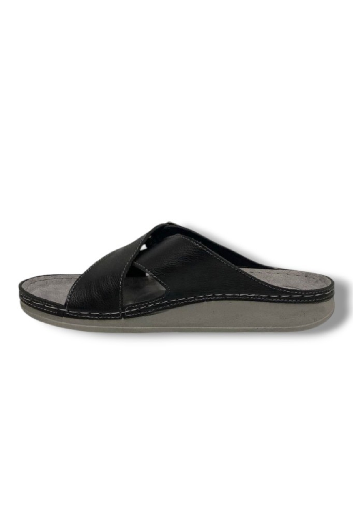 E504-25 Deri Anatomik Çapraz Bant Erkek Terlik - Görsel 4