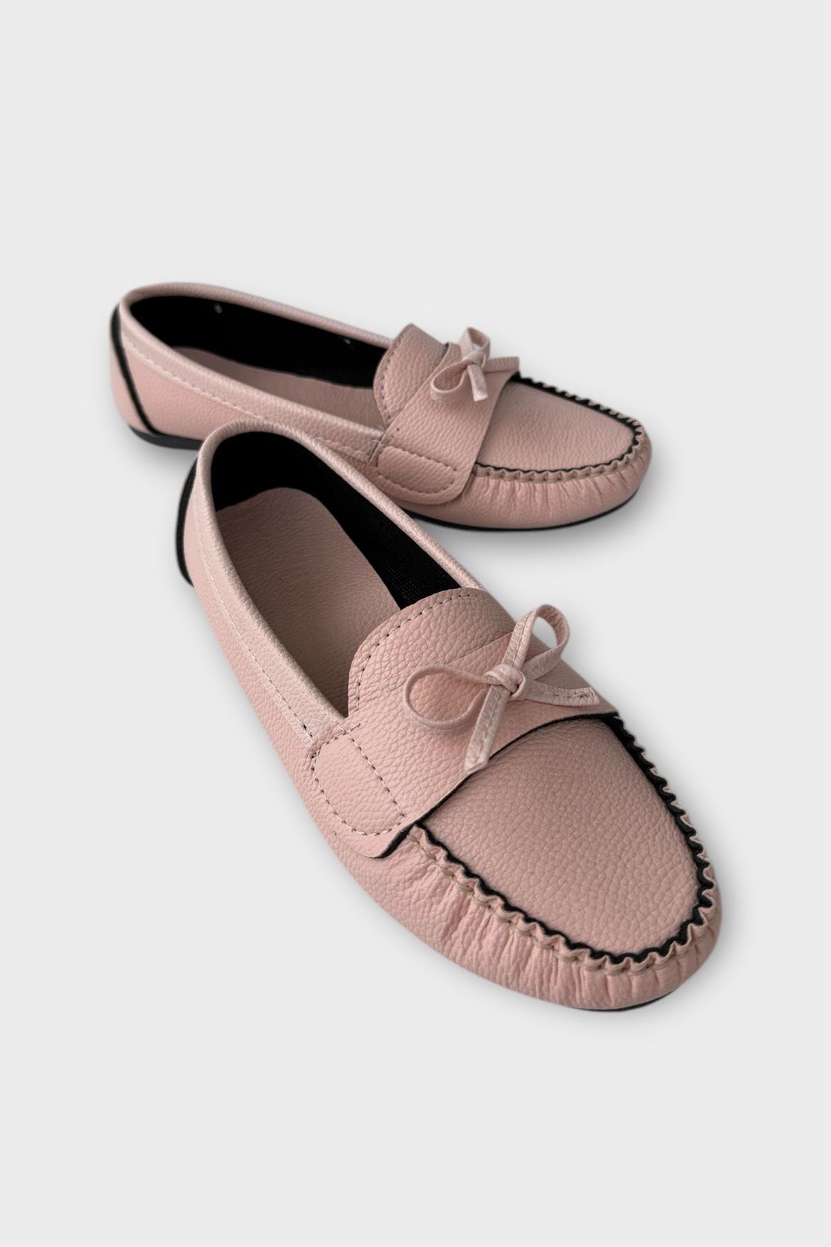Kadın Fiyonklu Günlük Babet Ayakkabı PUDRA - Görsel 3