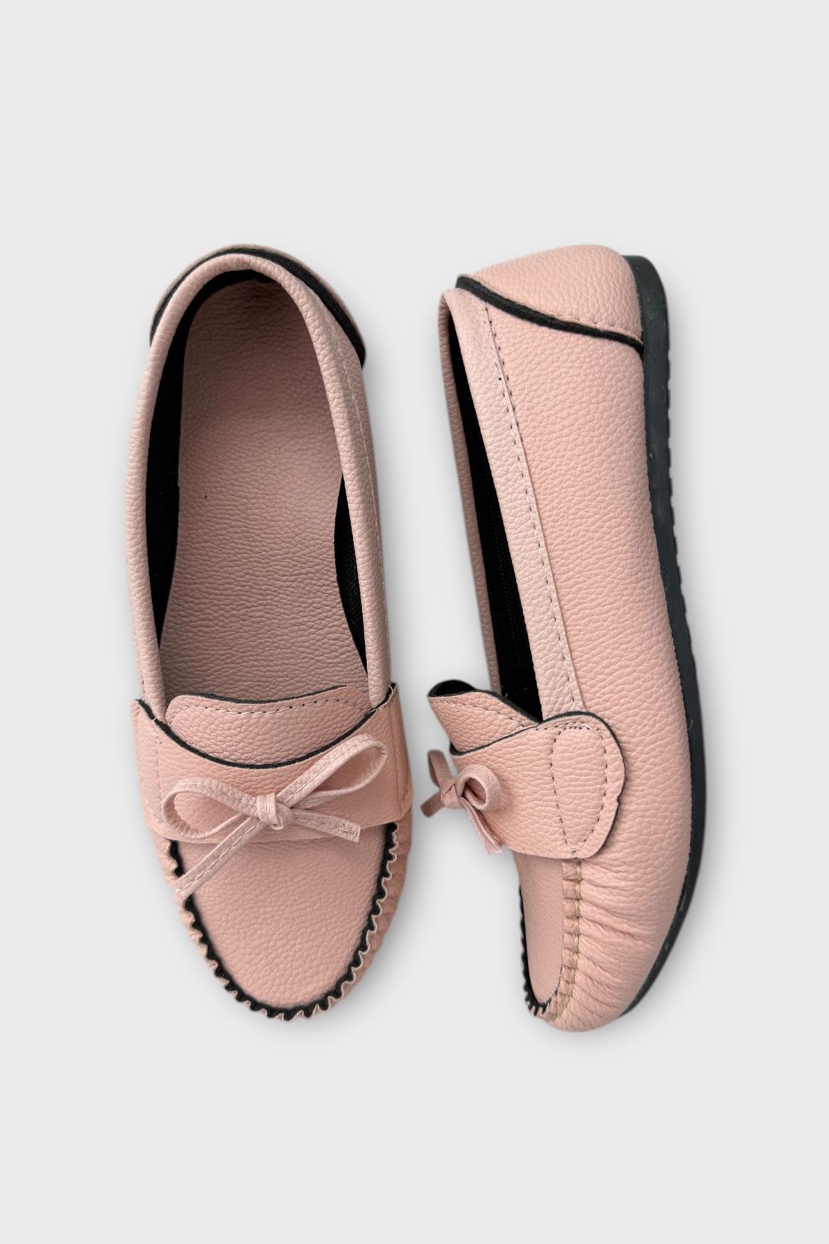 Kadın Fiyonklu Günlük Babet Ayakkabı PUDRA - Görsel 7