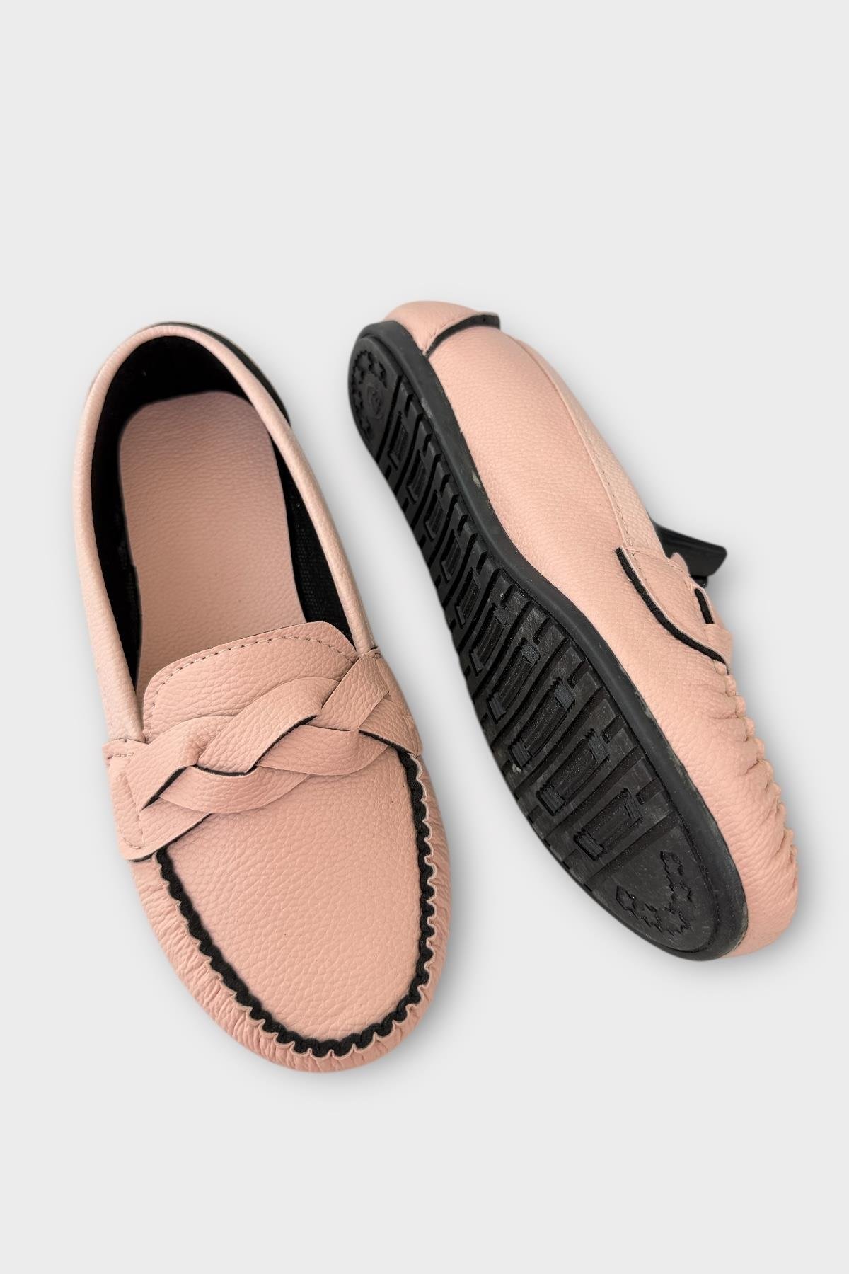 Kadın Tokalı Yumuşak Babet Ayakkabı PUDRA - Görsel 5