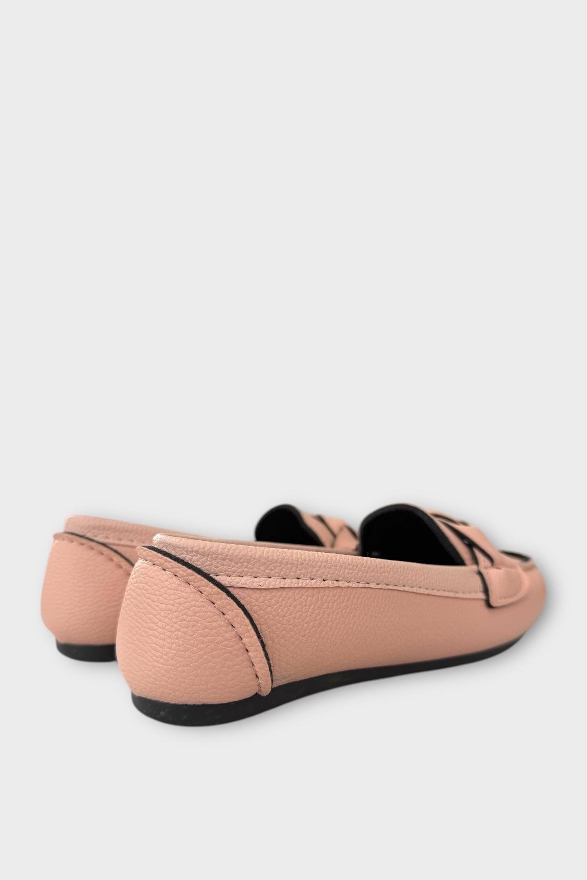 Kadın Tokalı Yumuşak Babet Ayakkabı PUDRA - Görsel 6