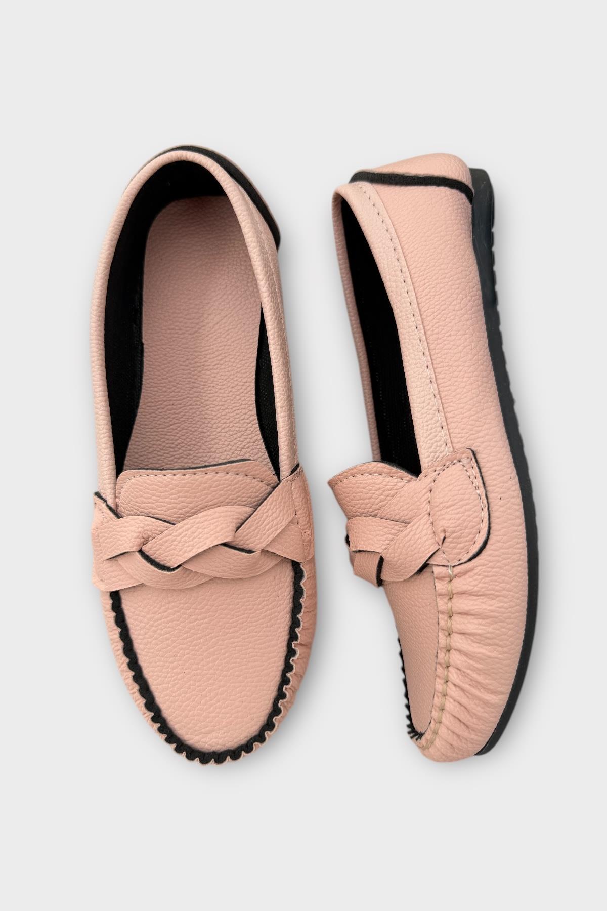 Kadın Tokalı Yumuşak Babet Ayakkabı PUDRA - Görsel 7